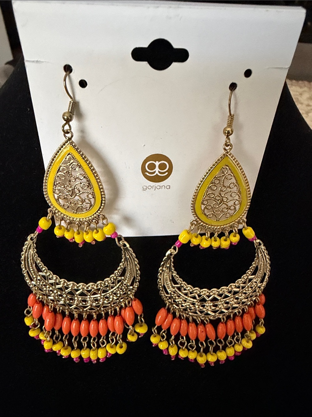 gorjana Yellow and Orange Filigree Bead Chandelier Earrings